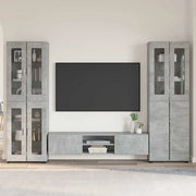 Set mobile TV con porta FLORIN Grigio cemento Legno multistrato