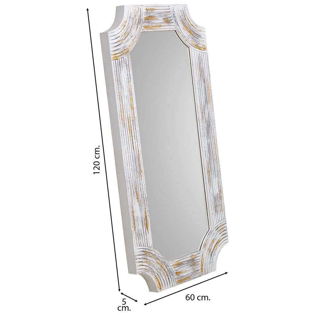 Specchio rettangolare in legno con rilievo grigio 60x120x5h