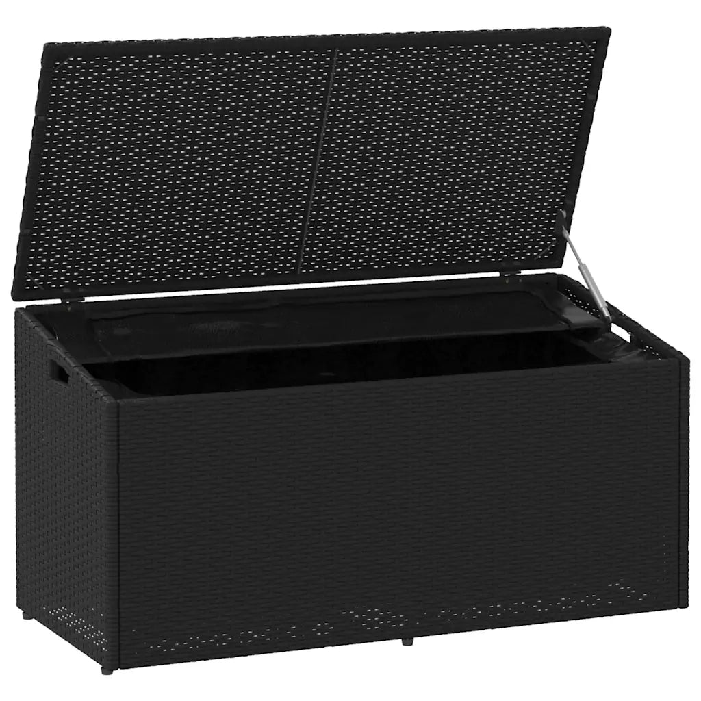 Baule da giardino nero 110x50x58 cm in polyrattan 4104069