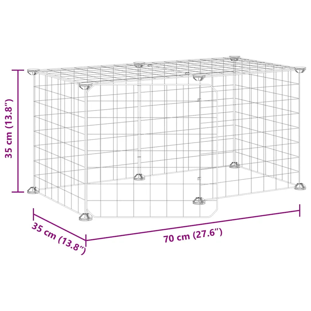 Gabbia per Animali 8 Pannelli con Porta Nero 35x35 cm Acciaio 3114050
