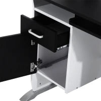 Scrivania per Computer con Ripiano, Cassetto e Armadietto, in MDF e Ferro, 100x52x75 cm, Bianca e Nera