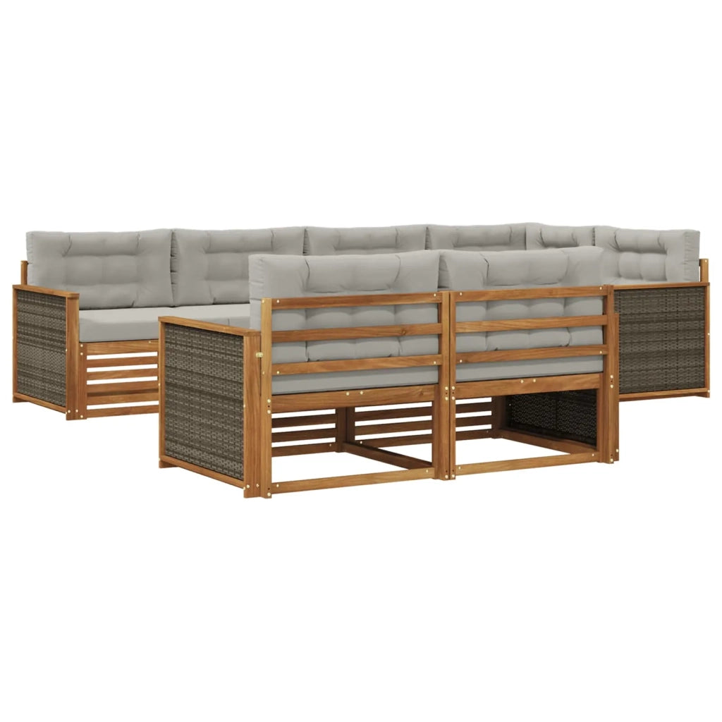 Set di divani da esterno 7 pz Naturale e Grigio Chiaro 3383469