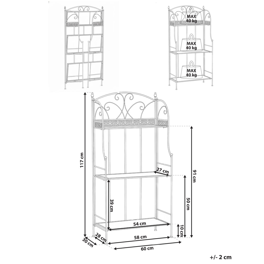 Scaffale per piante in metallo da giardino indipendente per interni e bagni nero