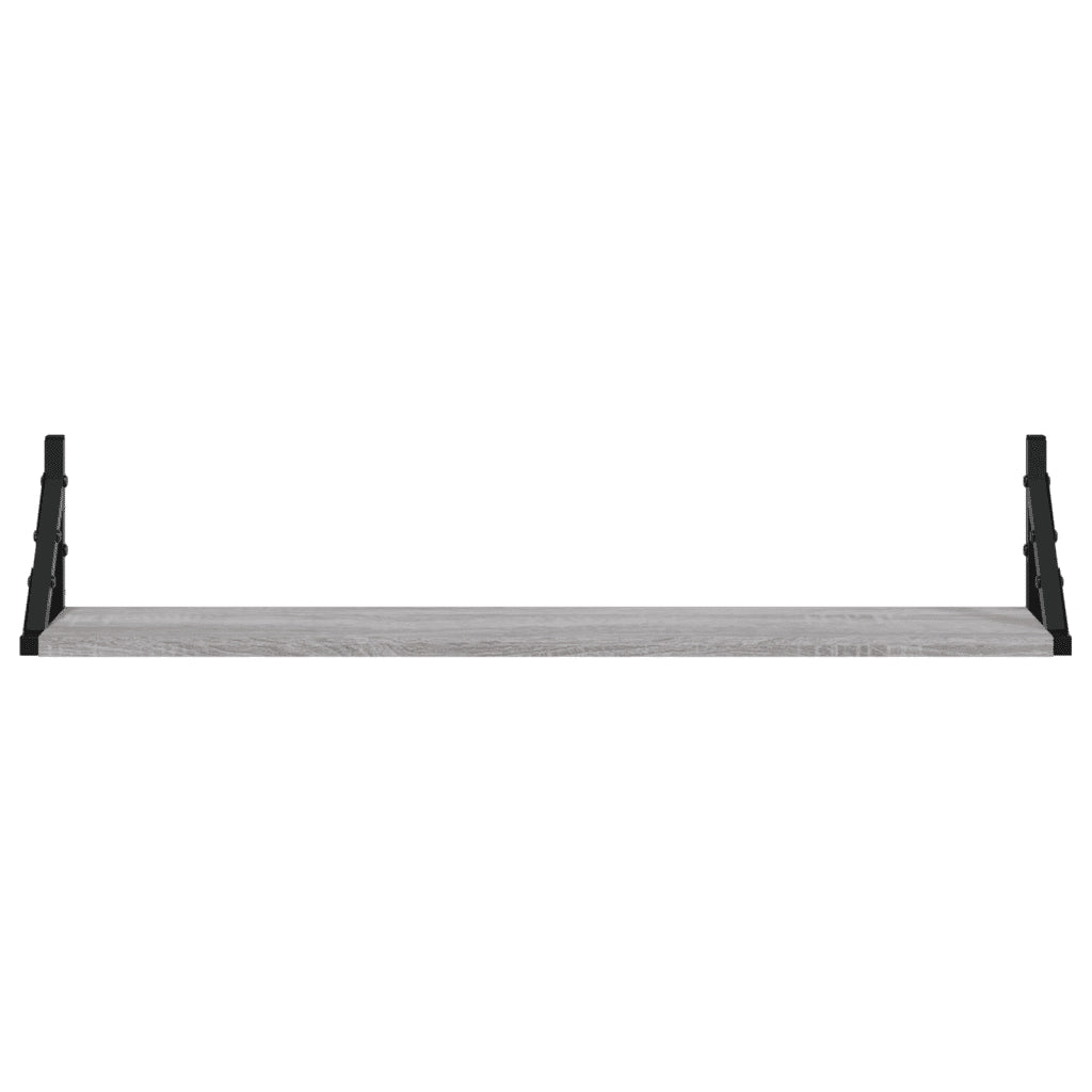 Mensole Parete 2pz Grigio Sonoma 80x15x15,5cm Legno Multistrato