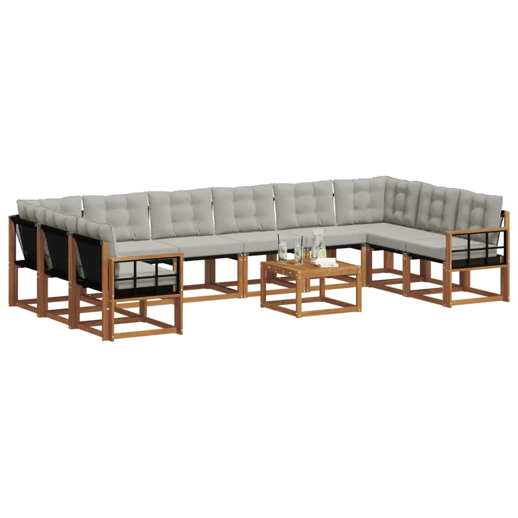 Set di divani da esterno 11 pcs Grigio Naturale e Chiaro 3369126
