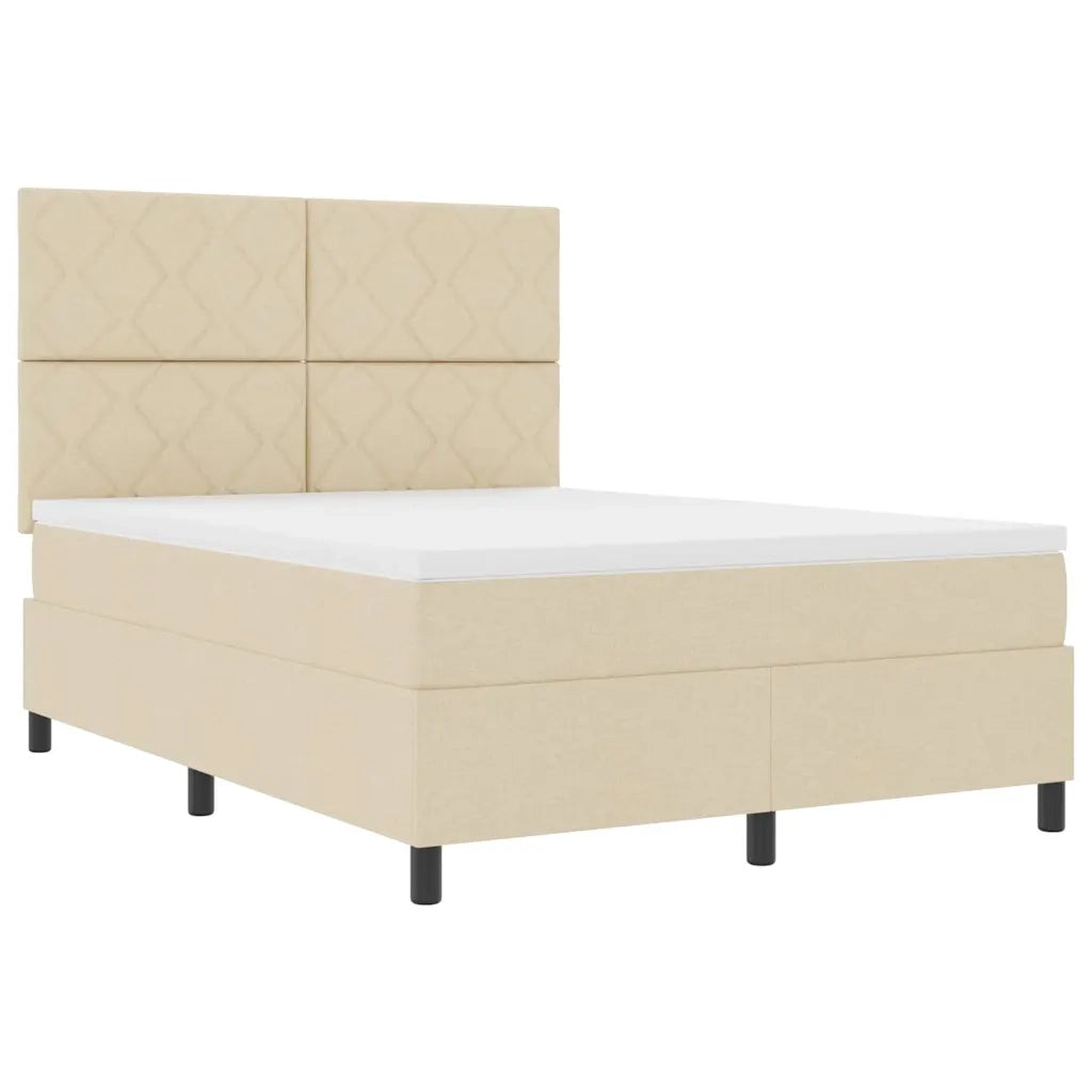 Letto a molle con materasso Crema 160 x 200 cm Tessuto 3339481