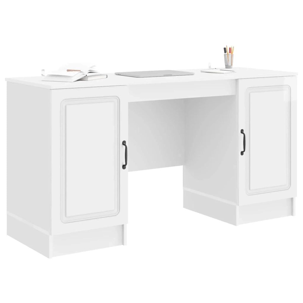 Scrivania Bianco Lucido 142,5 x 50 x 75 cm Legno ingegnerizzato