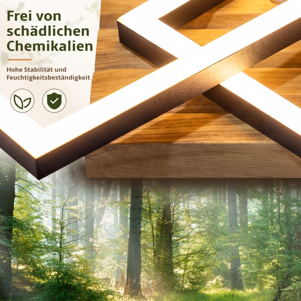 ZMH Lampada a Soffitto LED Legno 31W 57cm Dimmabile 3 Rettangolari Moderna Per Soggiorno