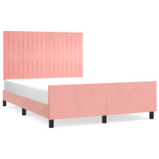 Letto matrimoniale | Letto per adulti | Giroletto con Testiera Rosa 140x190 cm in Velluto