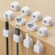 Organizzatore di cavi adattabile - Gestione dei cavi magnetica per scrivania e comodino - Cavo di ricarica HDMI USB cavo audio - Bianco