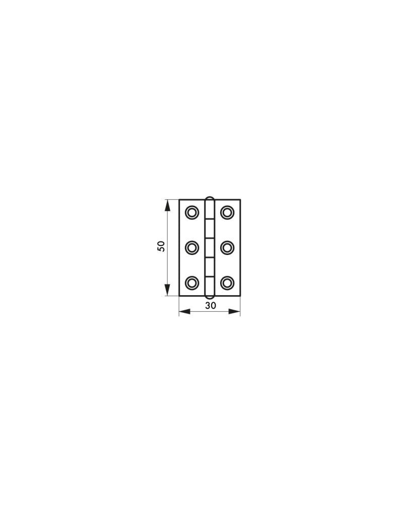Cerniera per porta di mobile / porta leggera, 50x30 mm, ottone – THIRARD