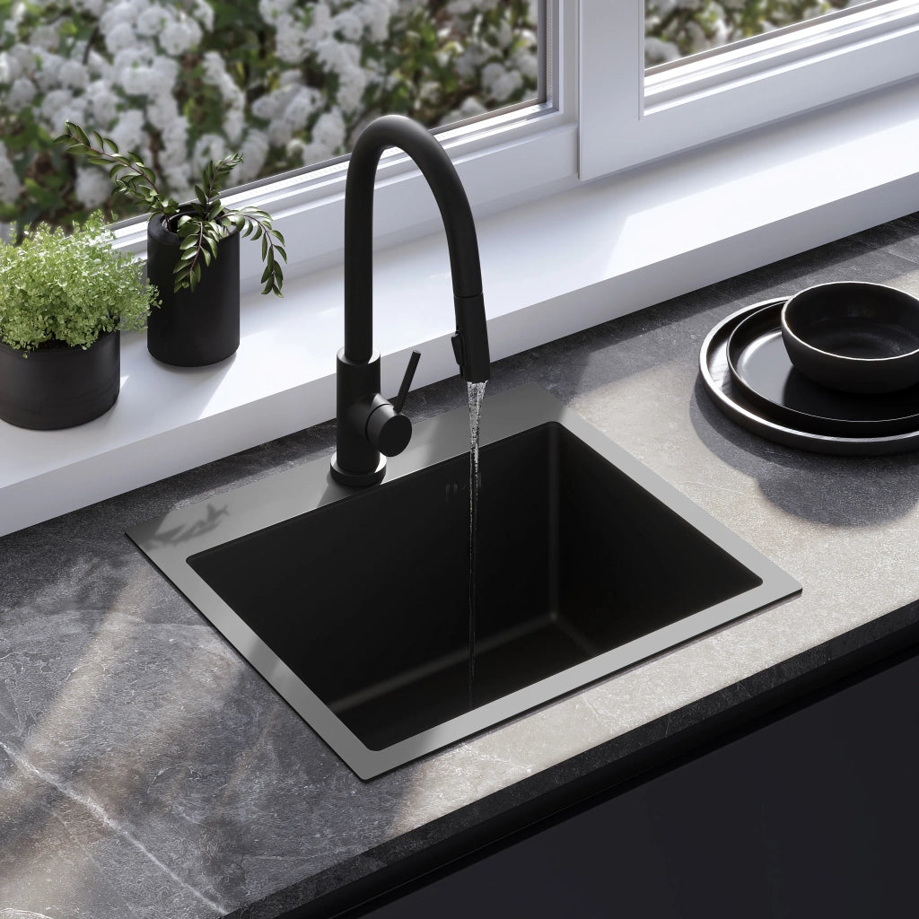 Lavello In Acciaio Con Set Di Accessori 3 Pz. Rea Leo 50 Black
