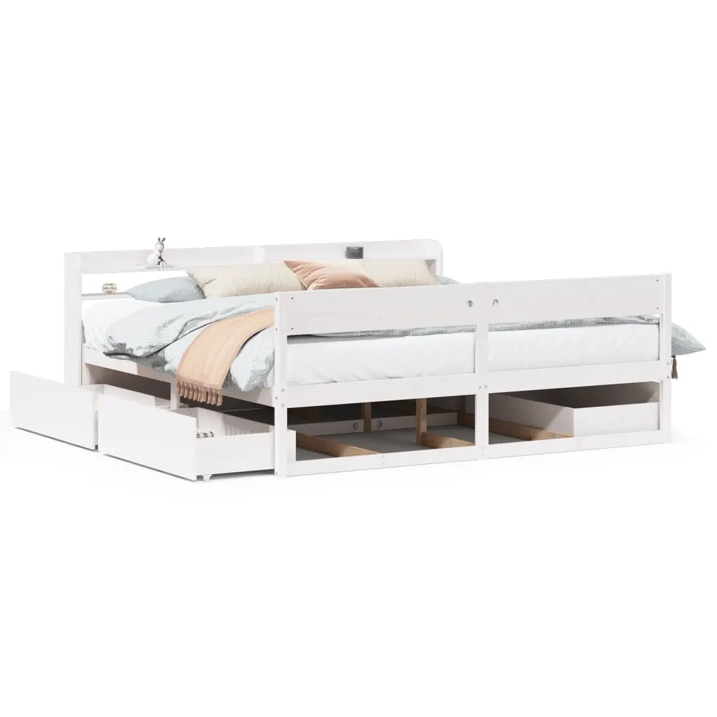 Letto senza Materasso Bianco 180x200 cm Legno Massello di Pino 3307114