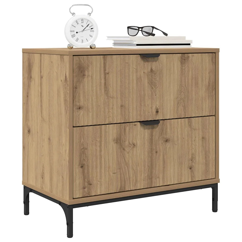Comodino-Tavolino da notte rovere artigianale 63.5 x 36 x 61 cm Legno multistrato