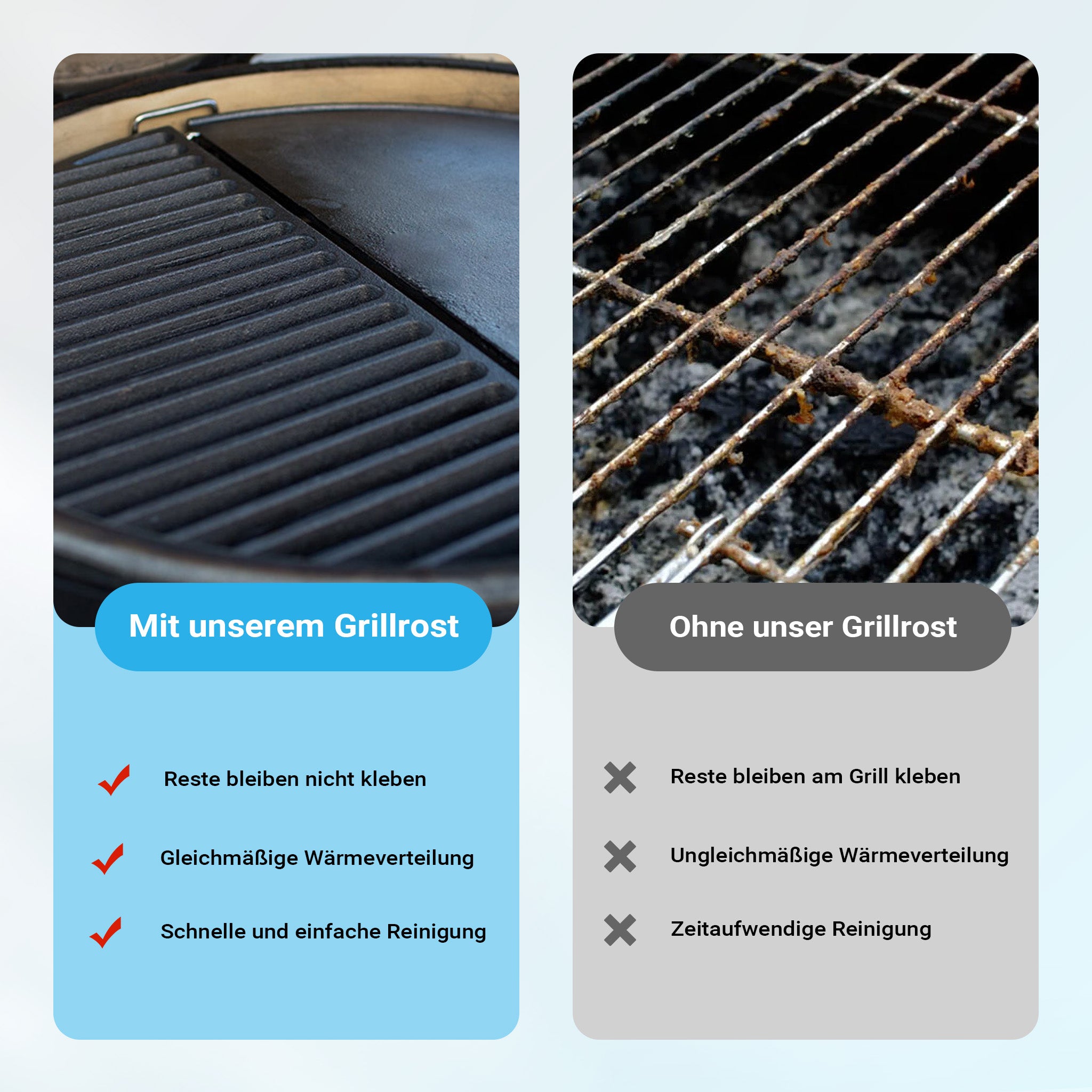 Griglia in ghisa, forma a mezza luna, 49,8 x 24,3 x 0,9 cm, per barbecue, bistecchiera, ideale per grigliare carne, pesce, verdure