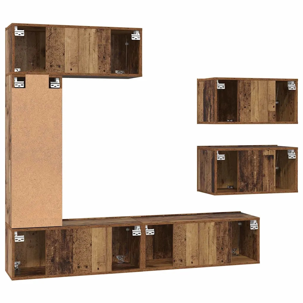 vidaXL Set mobile TV 6 pcs Legno vecchio 30.5 x 30 x 90 cm