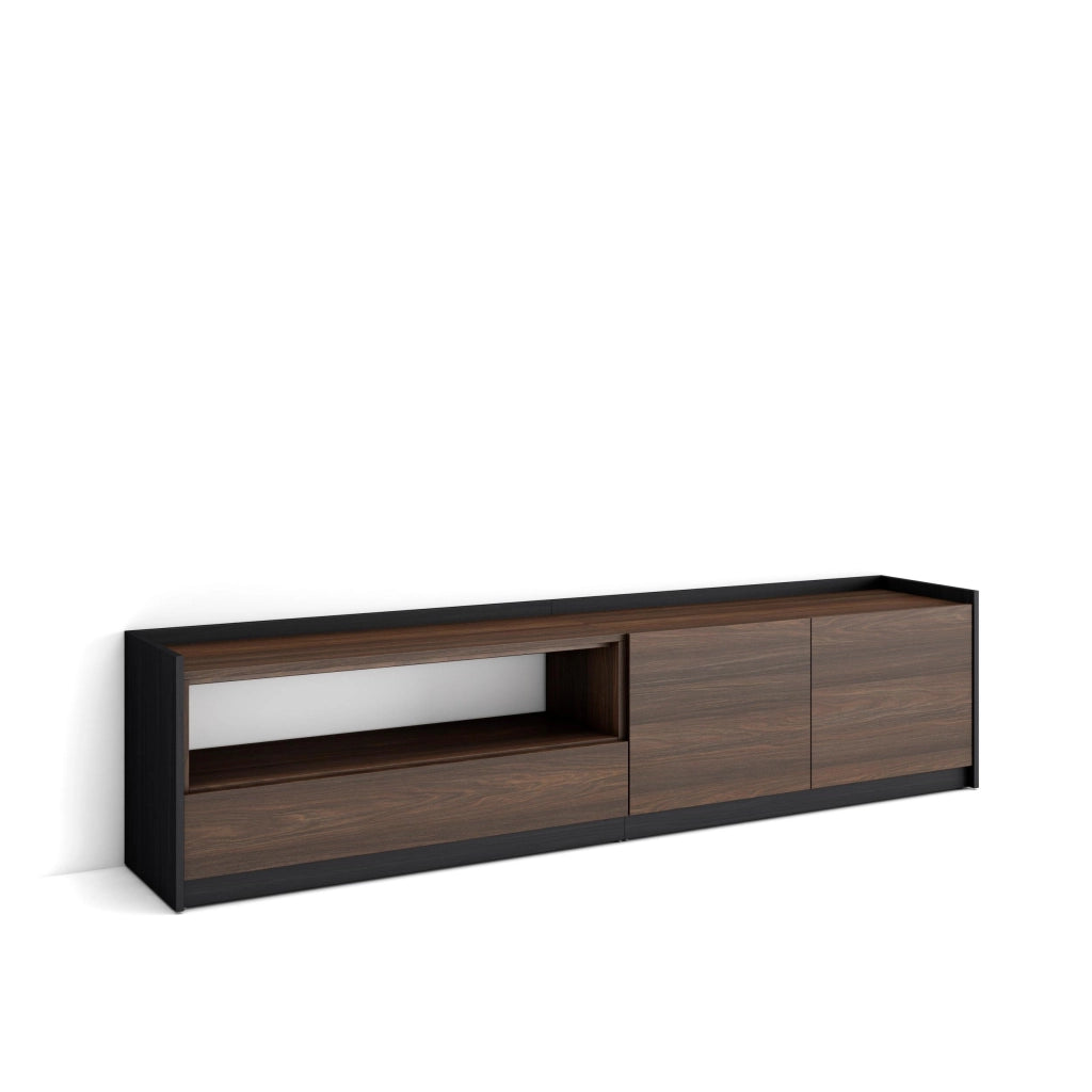Mobile TV Soggiorno, 207x50x37 cm, Per TV fino a 80", Mobile Soggiorno, Rovere scuro e Nero