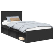 Letto singolo | Letto per adulti | Struttura del letto Nero 100 x 200 cm Pino massello