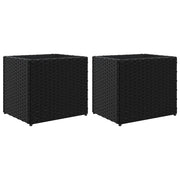 2 pz Fioriere | Cassetta per fiori | Vaso da Giardino Nere 36x30x32 cm in Polyrattan