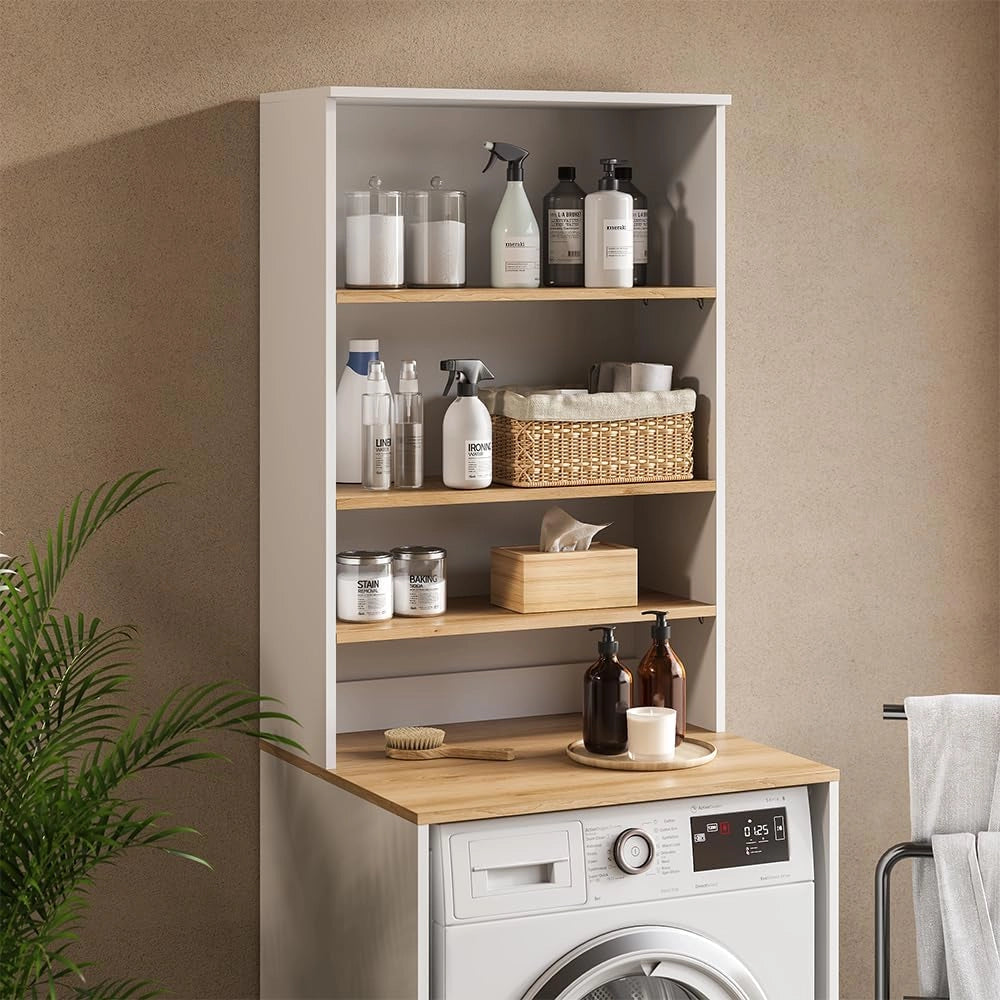 mobile bagno Viktor, Bianco/Artisan, 68 x 100.4 cm con ripiani aperti, da montare a parete per spazio aggiuntivo nel bagno