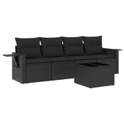 Set Divani da Giardino 5 pz | Set Salotto da Giardino con Cuscini in Polyrattan Nero