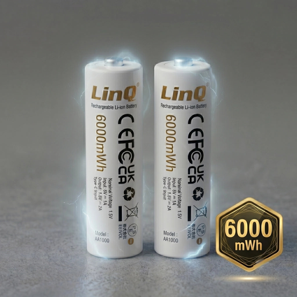 2x Batterie AA Litio 1.5V 6000mWh Ricaricabili USB-C Bianco LinQ