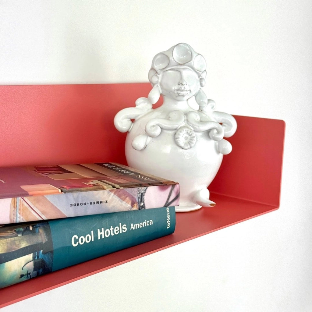 ZOI LINE180 Mensola 50 cm in Acciaio Verniciato 1,5 mm con Schiena 12 cm – Ripiano da Parete Moderno per Cucina, Bagno, Ingresso e Soggiorno Colore Mensole: Rosso Mattone