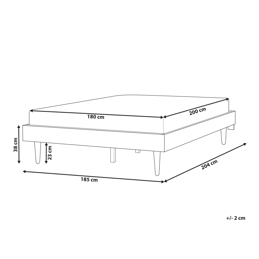Letto in frassino marrone 180 x 200 cm con rete a doghe senza testata LED stile rustico minimalista
