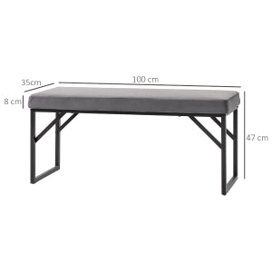 Panca imbottita in velluto, panca da ingresso e camera da letto, grigio scuro, 100x35x47 cm