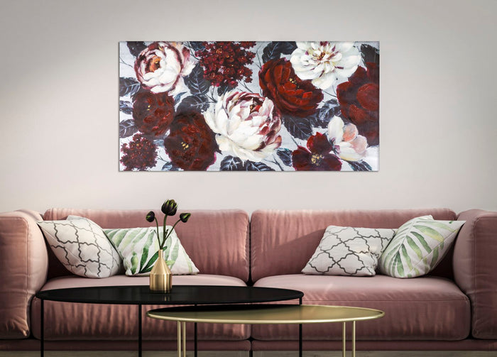 Dipinto su Tela Bianco/Red Flower Darkback 120x3,7x60 cm in Legno di Pino e Canvas Multicolor