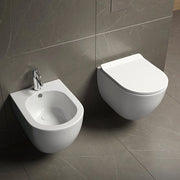 Sanitari sospesi SALVASPAZIO WC e Bidet in Ceramica Copriwater soft-close LEVANTE Bianco