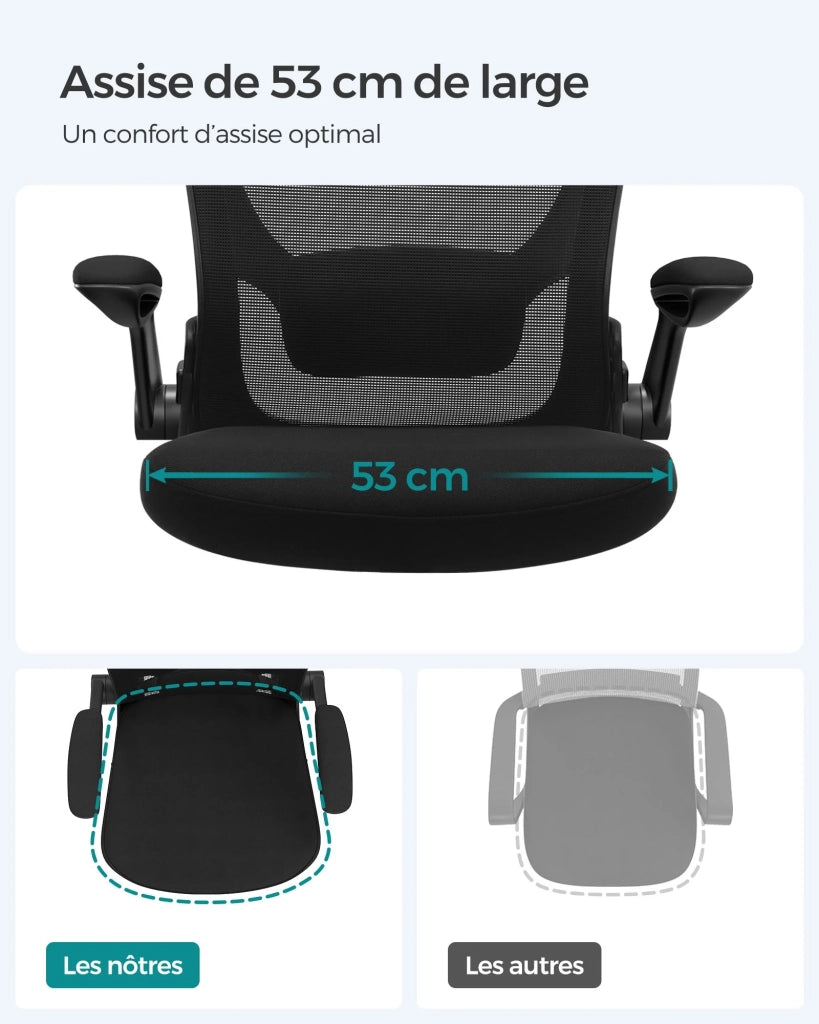 Sedia da ufficio con braccioli pieghevoli sedia da ufficio in tela sedile girevole a 360° supporto lombare regolabile salvaspazio nera 12_0005862