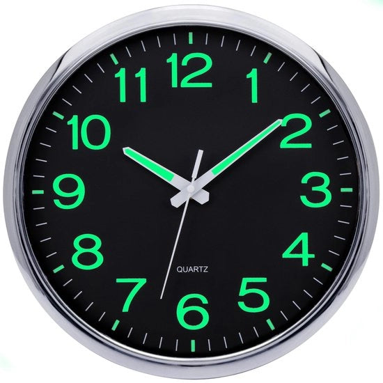Orologio da Parete con Luce 30cm Orologio da Parete Moderno senza Suono Ticking Batterie per Camera da Bambino, Cucina, Salotto, Camera da Letto, Ufficio