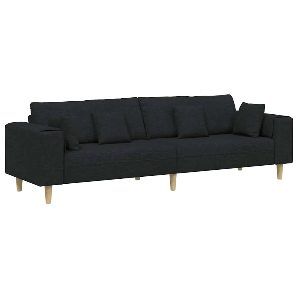 Divano con cuscino-Sofa con cuscino-Divanetto Nero 250 x 77 x 76 cm Tessuto