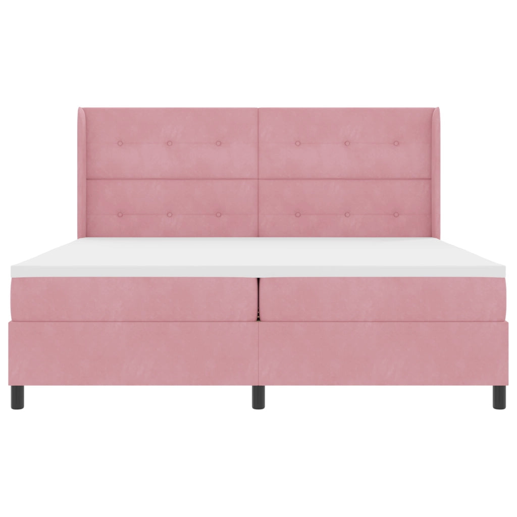 Letto Box Spring con Materasso Rosa 200x200 cm Velluto