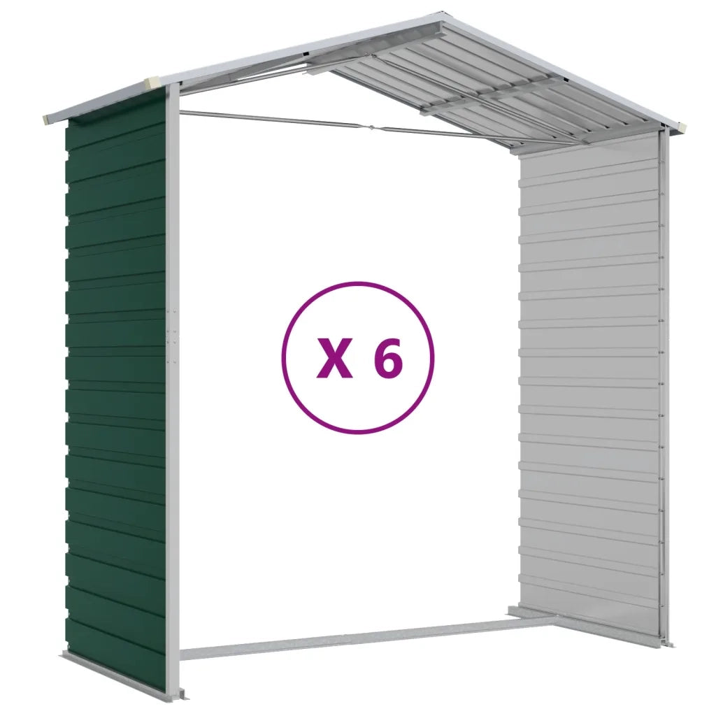 Capanno da Giardino Verde 191x555x198 cm in Acciaio Zincato