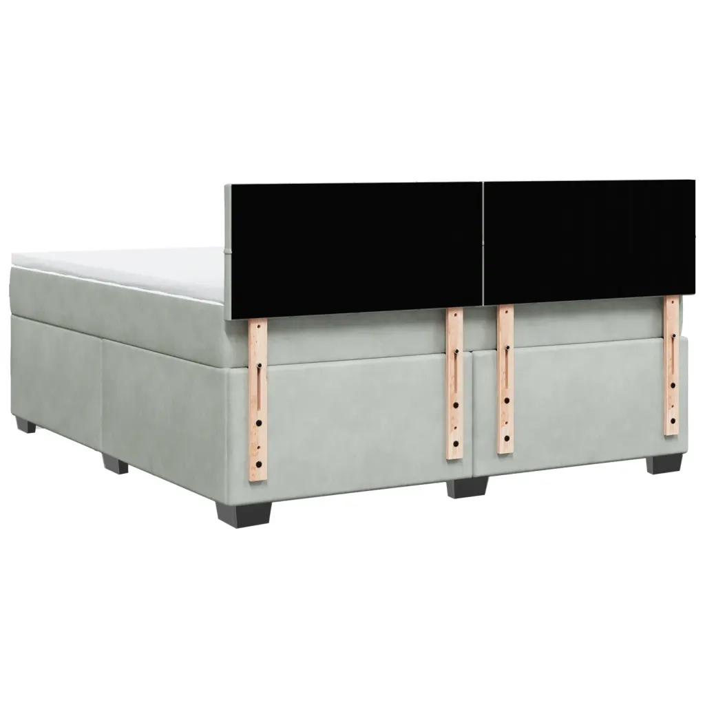 Giroletto a Molle con Materasso Grigio Chiaro 180x200cm Velluto