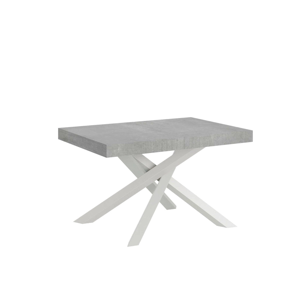 Tavolo Allungabile 120-380x90x77 cm Volantis Cemento Telaio Bianco