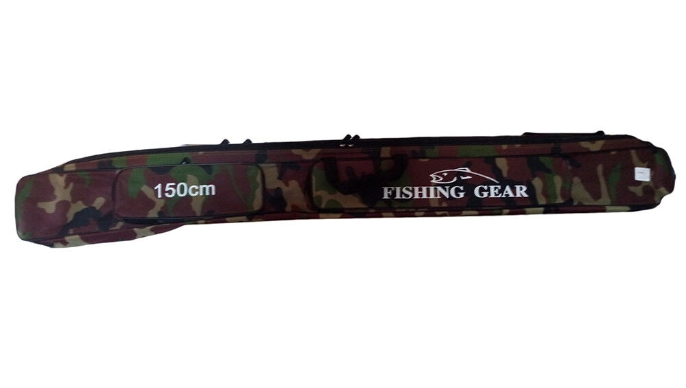 BORSA FODERO CANNE DA PESCA IMPERMEABILE MISURA 150 CM COLORE MIMETICO 4 TASCHE