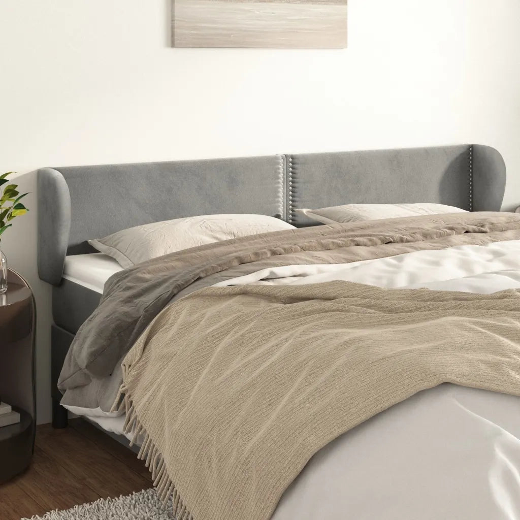 Testiera ad Orecchio Grigio Chiaro 203x23x78/88 cm in Velluto 3117070