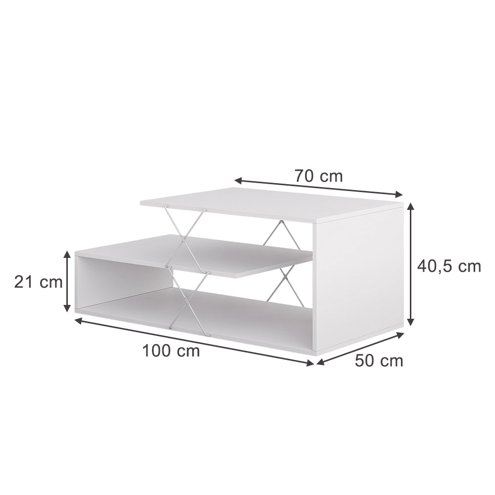 Vicco Tavolino da salotto Bianco 100 x 50 cm