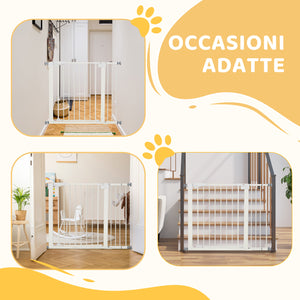Cancelletto per Cani Regolabile 76-103cm con Chiusura Automatica Acciaio Bianco
