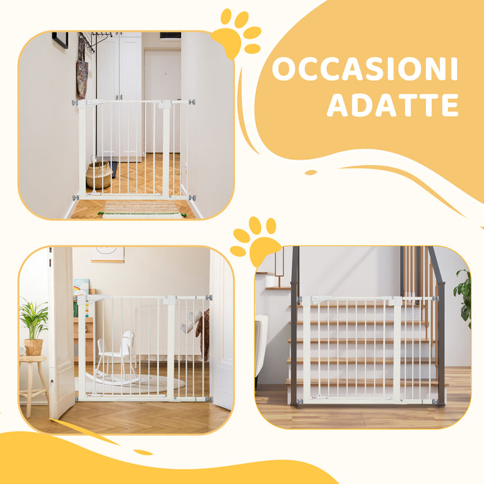 Cancelletto per Cani Regolabile 76-103cm con Chiusura Automatica Acciaio Bianco