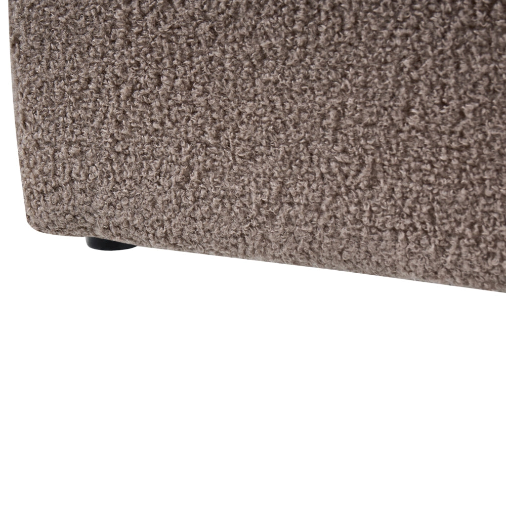 Letto matrimoniale con contenitore in tessuto bouclè tortora 140 x 200 cm portaoggetti stile moderno
