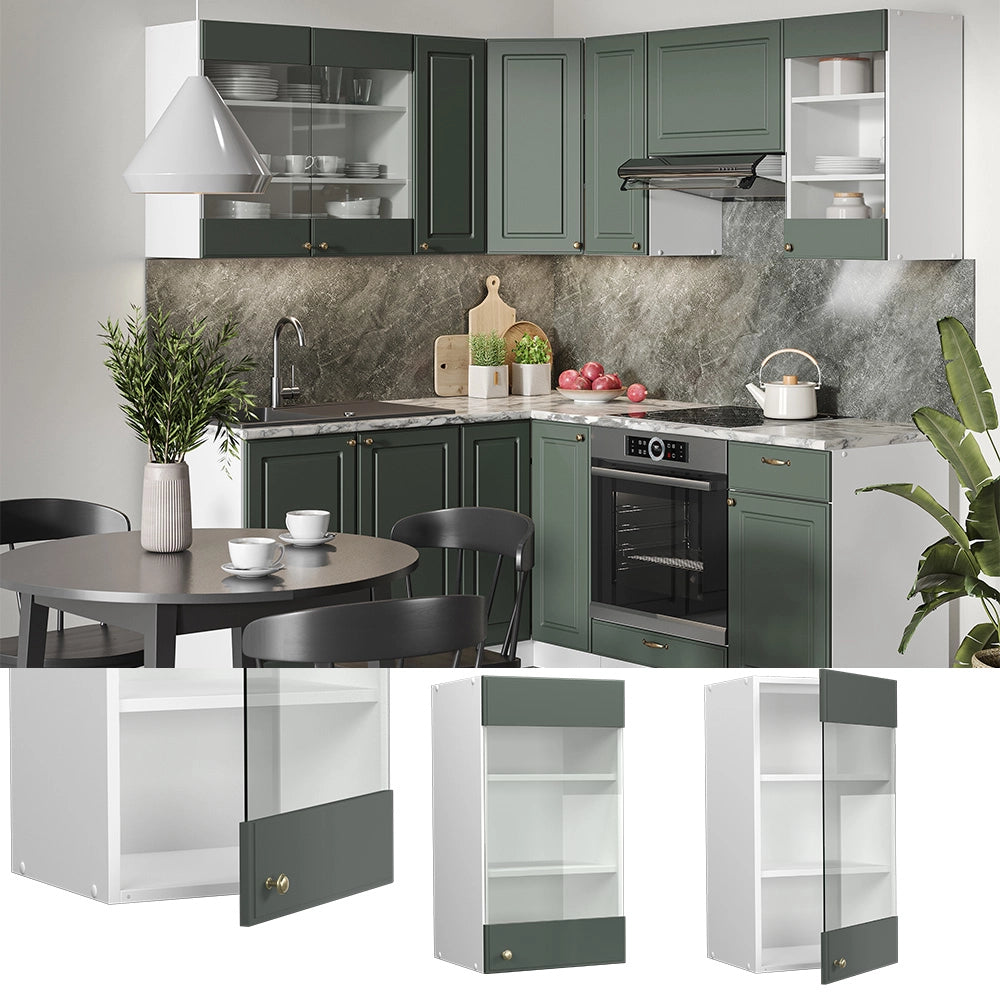 Vicco Mobile da cucina in vetro Verde-oro Country House 40 cm