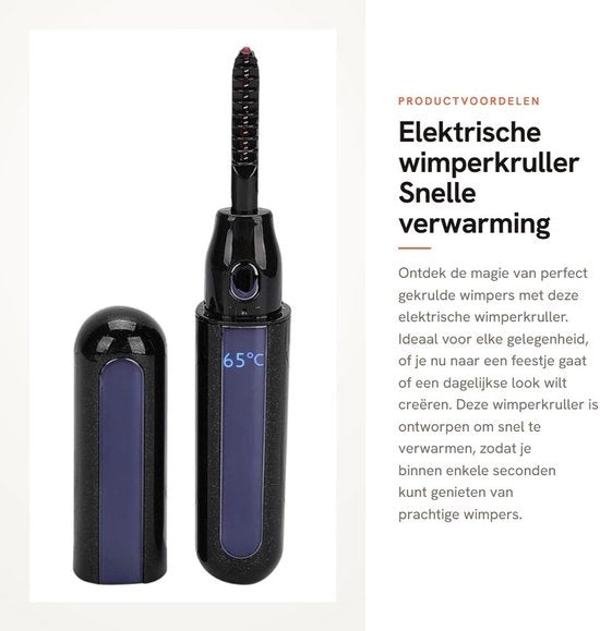 Wimperkruller elettrico - Riscaldamento rapido - Lunga durata delle ciglia - Nero - Ricarica USB - Ideale per l'uso quotidiano - Garanzia ...