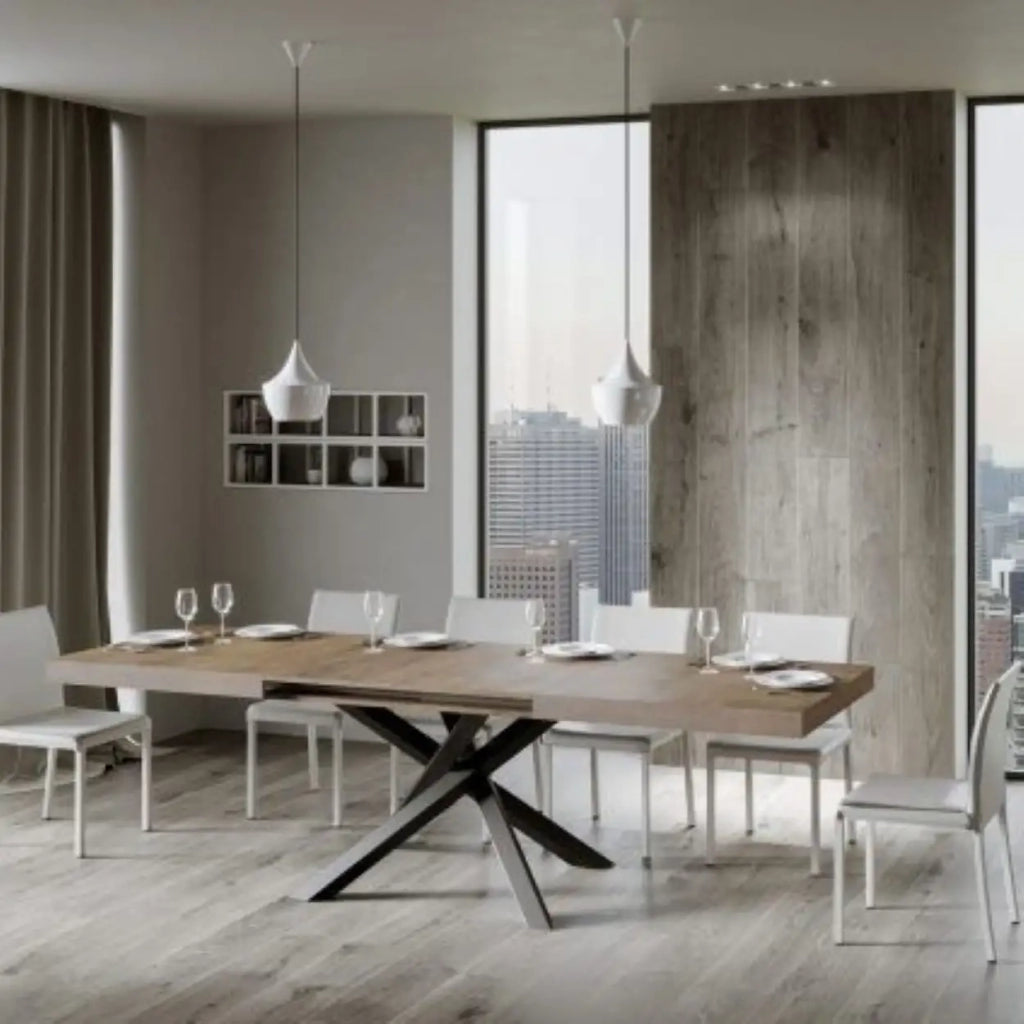 Tavolo allungabile 200/460x90 cm Volantis colore noce gambe antracite