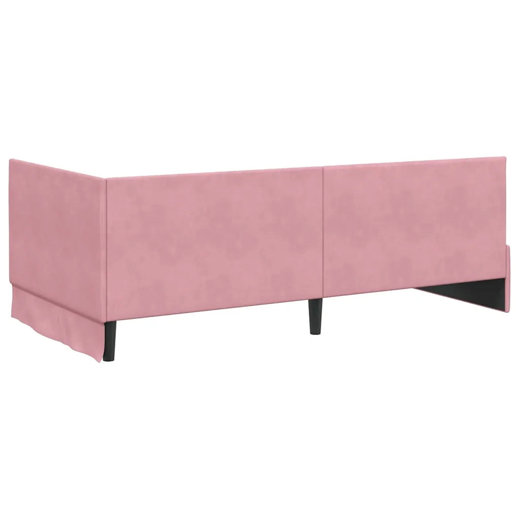 Cornice del letto ad angolo Rosa 100 cm x 200 cm Velluto 42016279