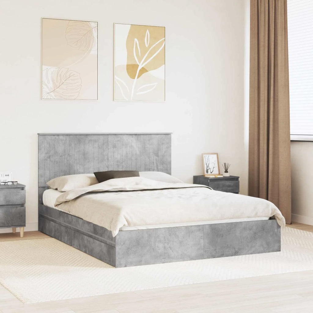 Letto con Contenitore con testiera Grigio cemento 150 x 200 cm 3411197