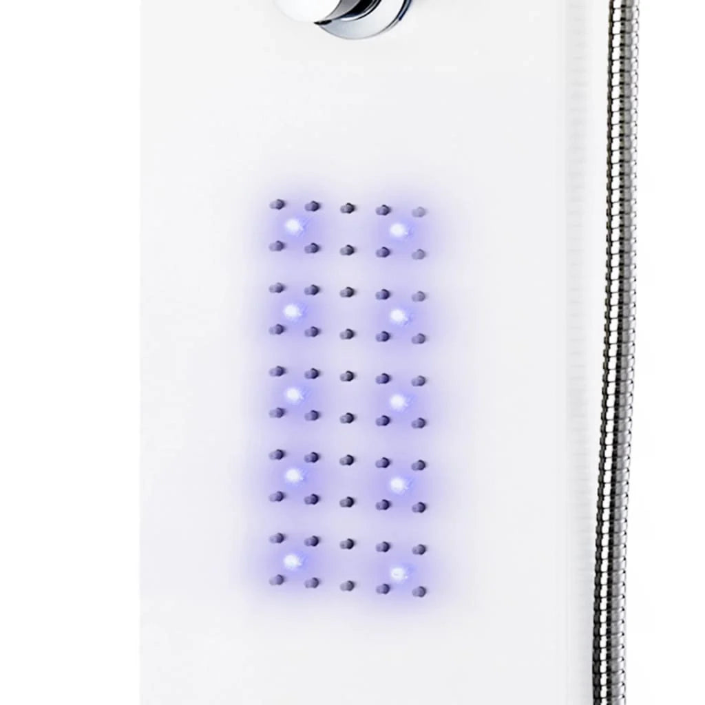Pannello doccia con soffione e rubinetto alluminio 130 cm bianco 02_0003430